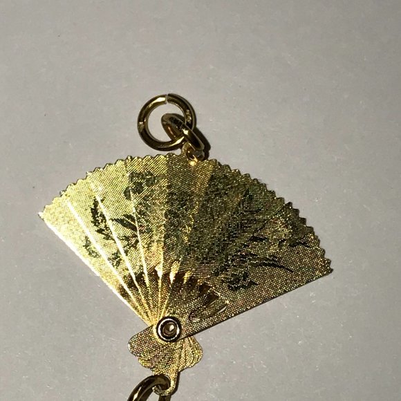 Gold Fan Pendant with Swarovski Accents - Picture 4 of 6